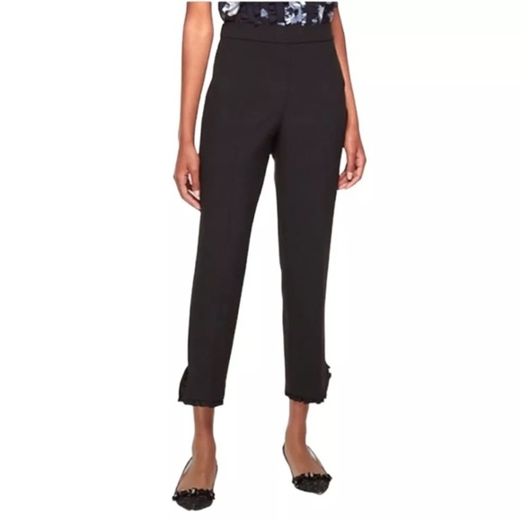 kate spade Pants - Kate Spade Pants Women 4 Black Cropped Ruffle Split Hem Cigarette Trousers